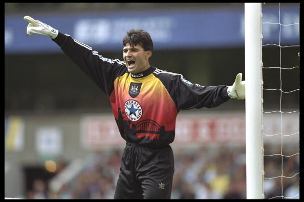 7 Sep 1996:  Pavel Srnicek of Newcastle United orchestrates his defence during the FA Carling Premiership match between Tottenham Hotspur and Newca...