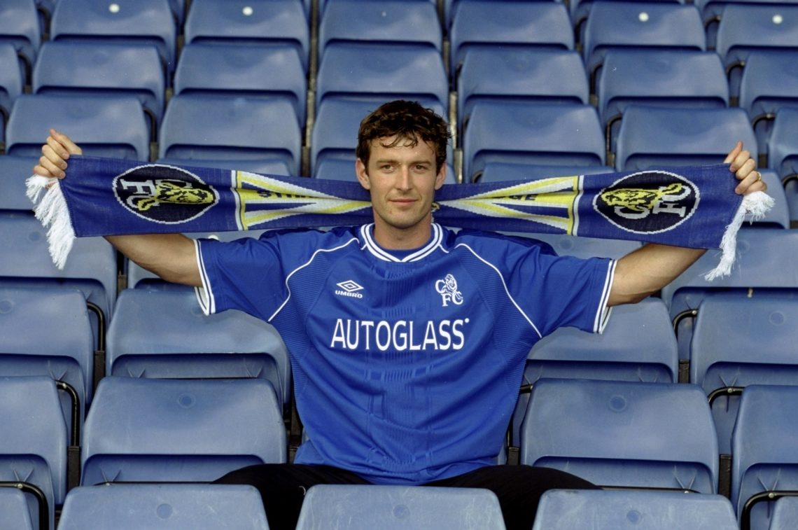 5 Jul 1999: Chris Sutton the former Blackburn Rovers player signs for Chelsea Football Club for the fee of 10 million pounds during a photo-shoot ...