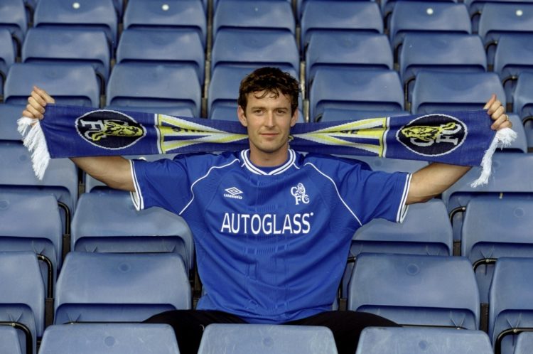 5 Jul 1999:  Chris Sutton the former Blackburn Rovers player signs for Chelsea Football Club for the fee of 10 million pounds during a photo-shoot ...