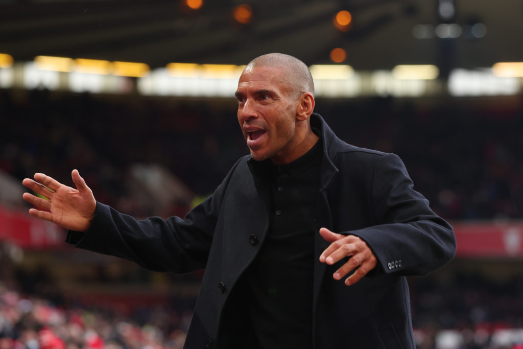 Stan Collymore looks on during a Premier League game between Nottingham Forest and Everton