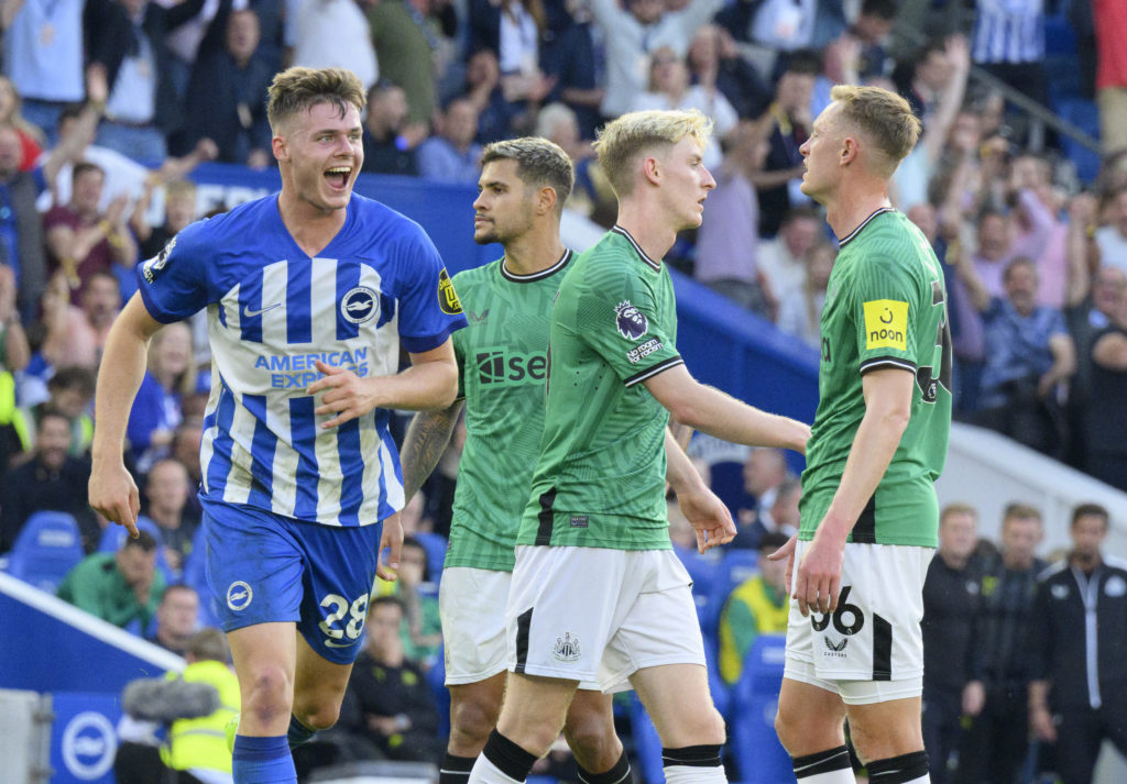 Evan Ferguson celebrates after scoring for Brighton against Newcastle United.