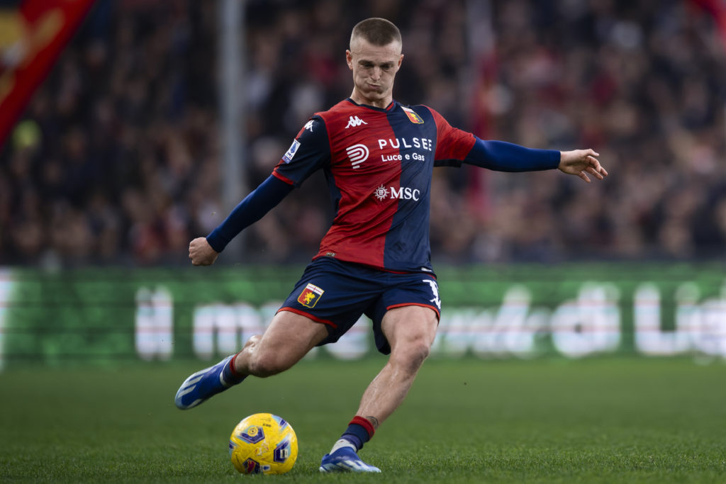 Albert Gudmundsson of Genoa CFC kicks the ball during the