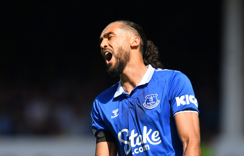 Dominic Calvert-Lewin looks on in frustration during a game between Everton and Sheffield United.