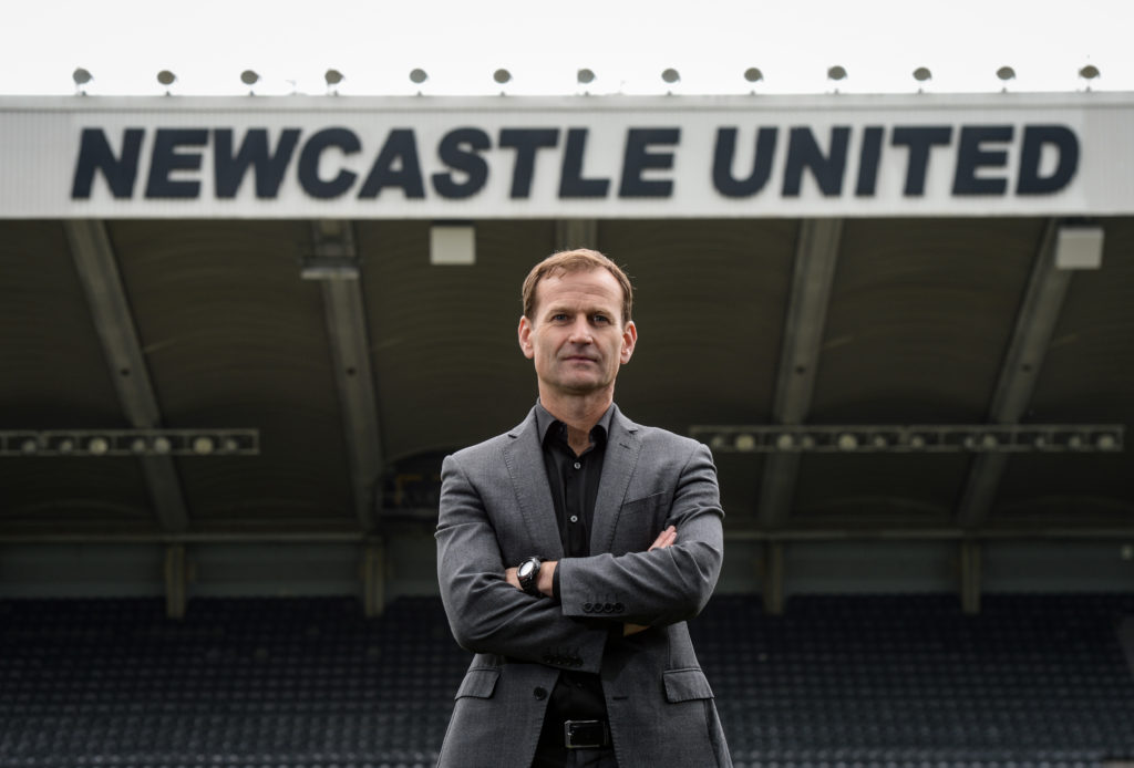 Dan Ashworth poses at St. James' Park after joining Newcastle United in 2022.