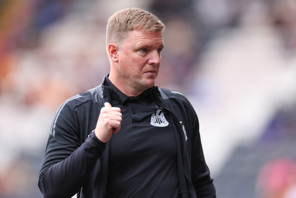 Newcastle United manager Eddie Howe reacts on the touchline during a pre-season game against Hull City.