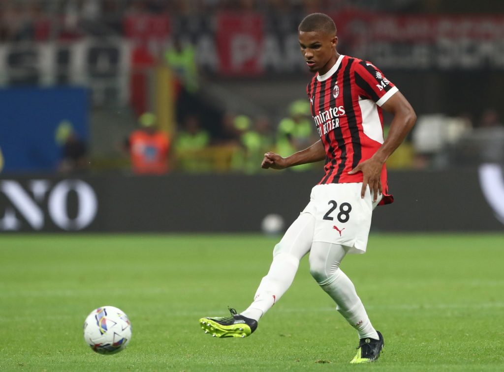 Malick Thiaw during a Serie A game between AC Milan and Torino
