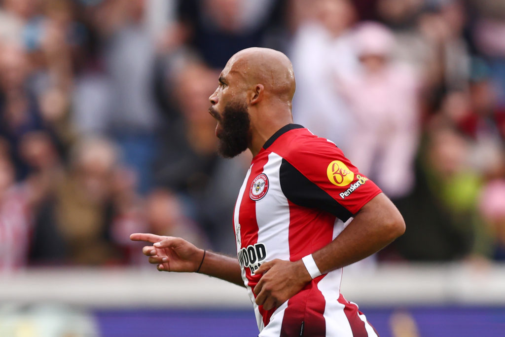 Bryan Mbeumo celebrates a goal for Brentford against Southampton.