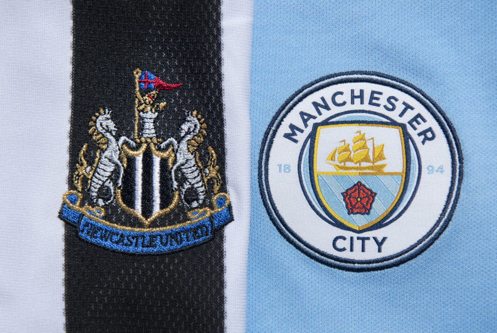 The Newcastle United and Manchester City Club Badges