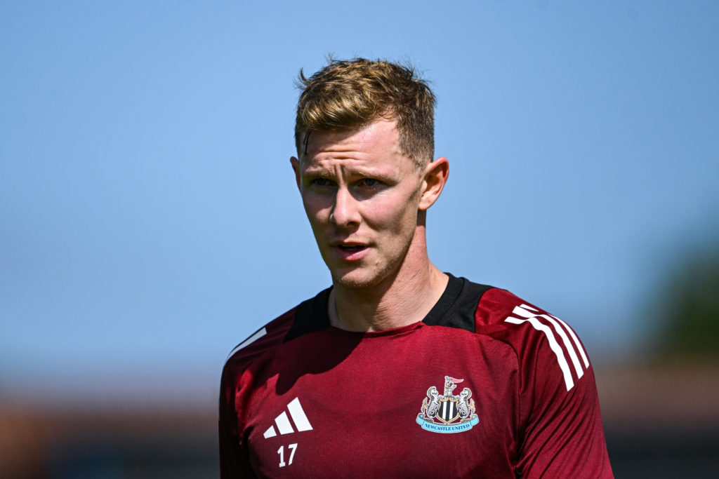 Newcastle United defender Emil Krafth in training.