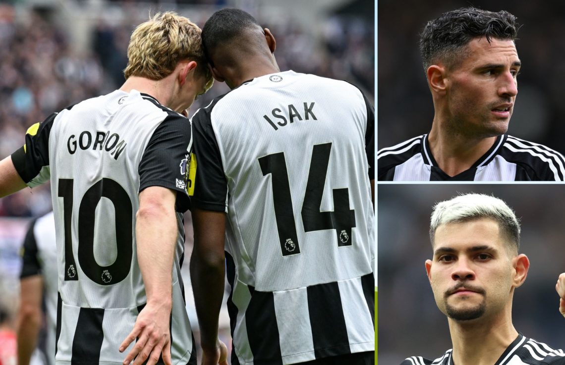 Collage of Alexander Isak and Anthony Gordon, Fabian Schar and Bruno Guimaraes