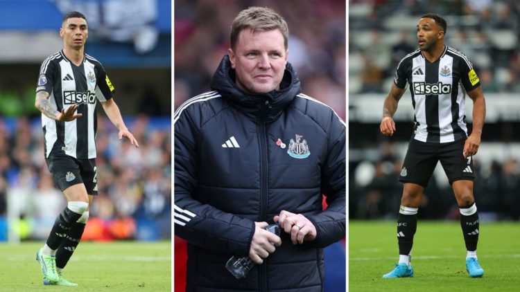 Miguel Almiron, Eddie Howe, and Callum Wilson.