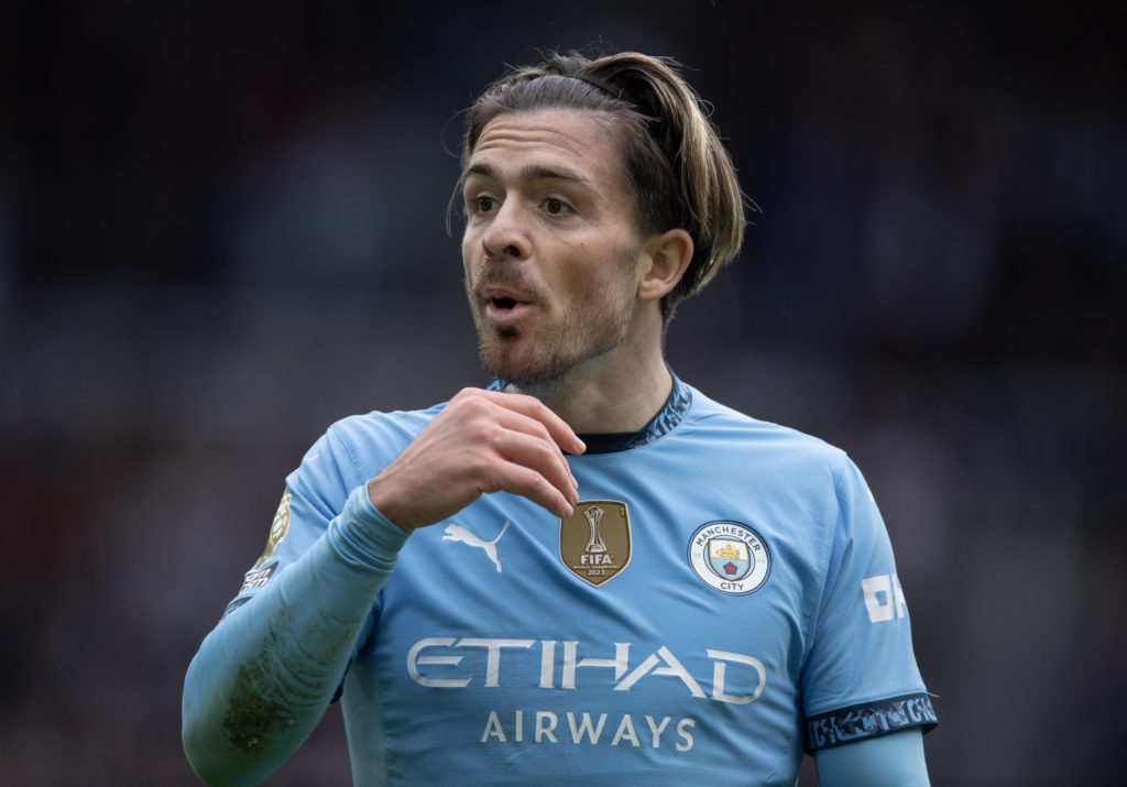 Jack Grealish playing for Manchester City against Newcastle United.