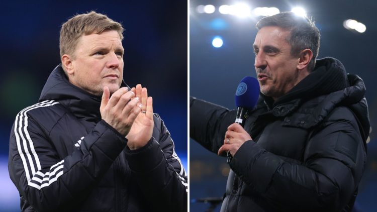 Split image of Eddie Howe and Gary Neville