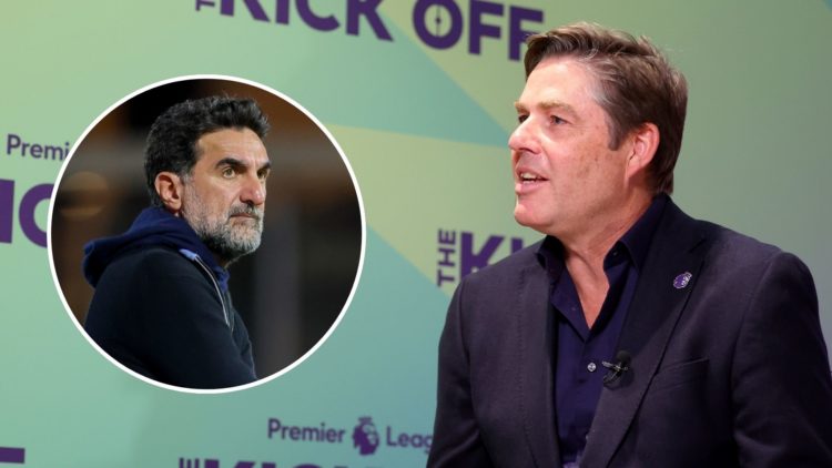 Richard Masters, Premier League Chief Executive attends the Premier League Season 2024/25 Kick-Off. Inset, Yasir Al-Rumayyan looks on.
