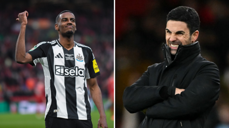 Newcastle United star Alexander Isak and Arsenal manager Mikel Arteta.
