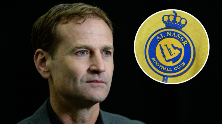 Former Newcastle United sporting director Dan Ashworth and the Al-Nassr badge.