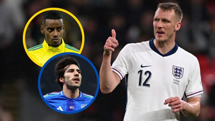 Dan Burn (R) insets: Alexander Isak and Sandro Tonali.