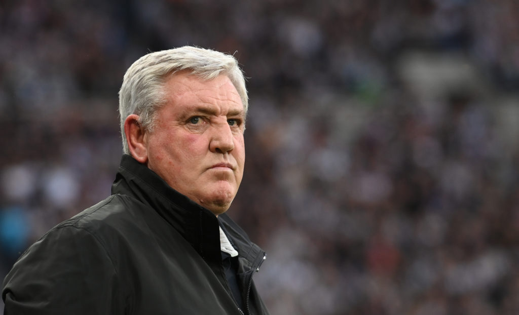 Close up image of Steve Bruce watching Newcastle vs Tottenham.
