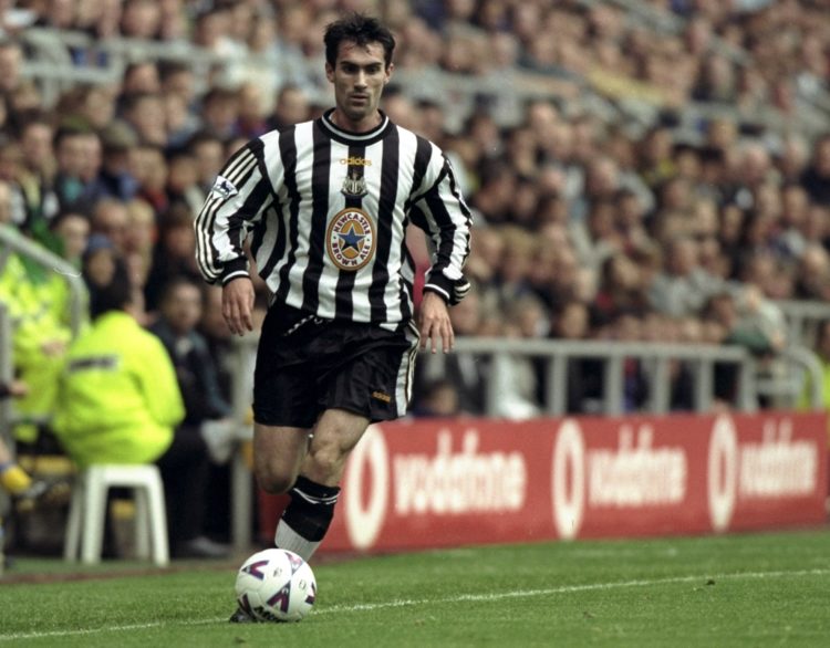 12 Sep 1998:  Keith Gillespie of Newcastle in action in the FA Carling Premiership match against Southampton at St James'' Park in Newcastle, Engla...