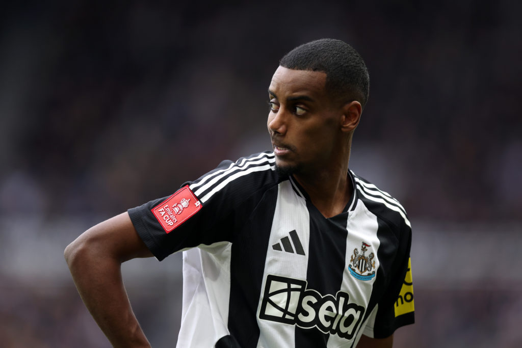 Alexander Isak is pictured playing for Newcastle United against Brighton in the FA Cup.