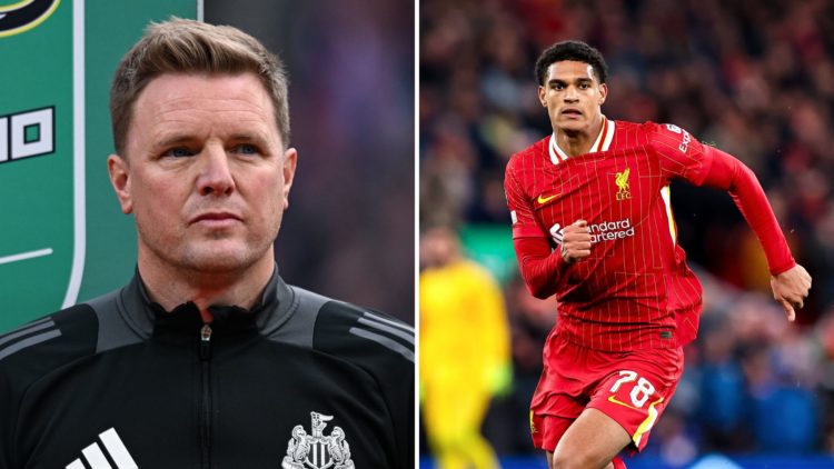 Split image of Eddie Howe and Jarell Quansah