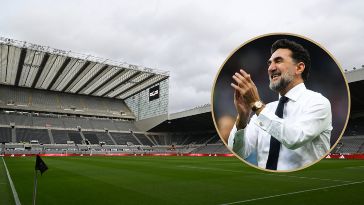 View of the empty stadium ahead of the English Premier League football match between Newcastle United and Nottingham Forest at St James' Park in Ne...