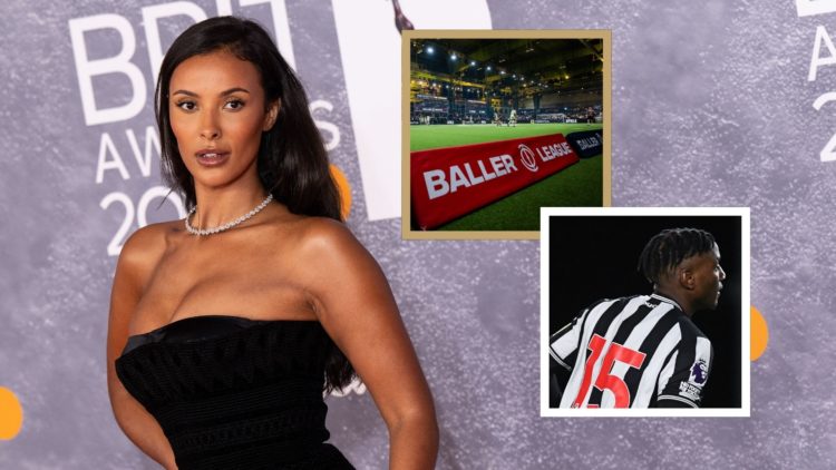 Maya Jama (L). Insets: Baller League and Michael Ndiweni.