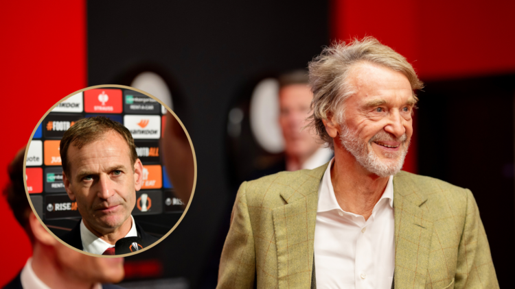 Sir Jim Ratcliffe reacts prior to the Premier League match between Manchester United FC and Liverpool FC. Inset: Dan Ashworth, Sporting Director of...