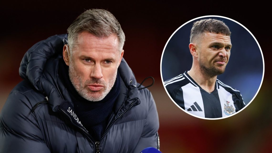 Sky Sports TV pundit Jamie Carragher during the Premier League match between Nottingham Forest and Tottenham Hotspur. Inset, Kieran Trippier of New...