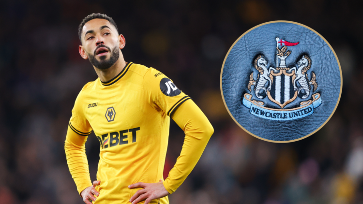 Matheus Cunha of Wolverhampton Wanderers during the Premier League match between Wolverhampton Wanderers FC and Fulham FC. Inset: Newcastle United ...