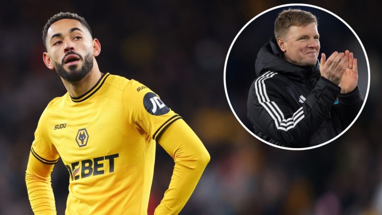 Matheus Cunha of Wolverhampton Wanderers during the Premier League match between Wolverhampton Wanderers FC and Fulham. Inset, Newcastle United man...