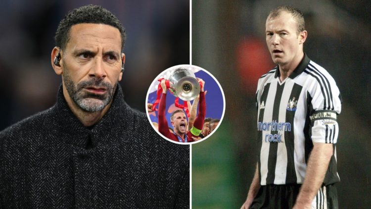 Split image showing Rio Ferdinand during the UEFA Champions League 2024/25 UEFA Champions League 2024/25 Round of 16 Second Leg match between Aston...