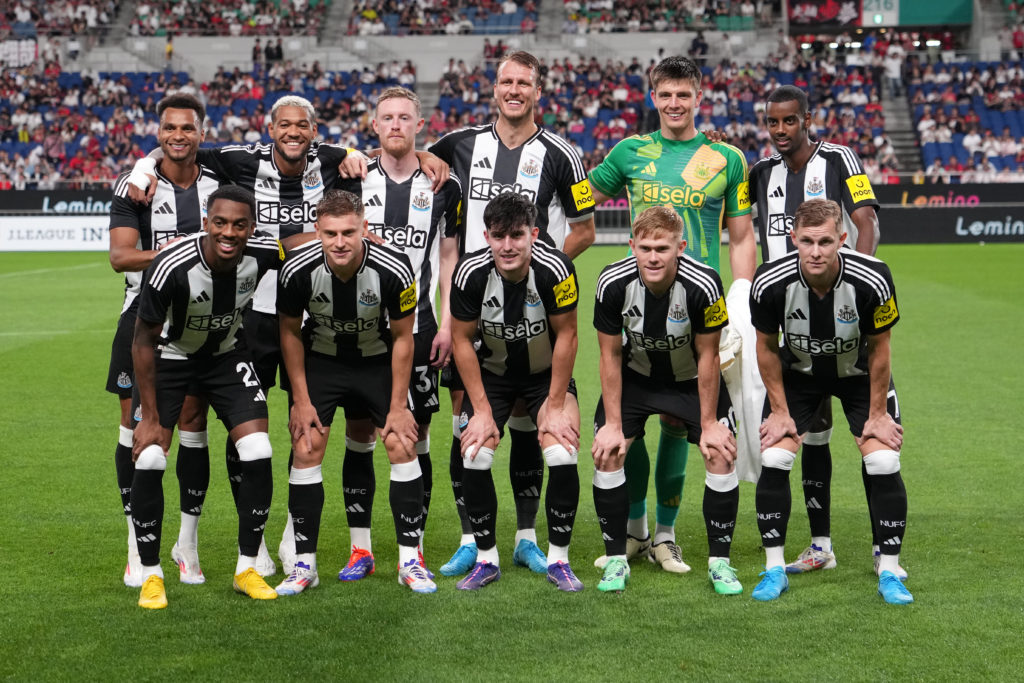 Newcastle United players pose for a photo before a pre-season friendly.