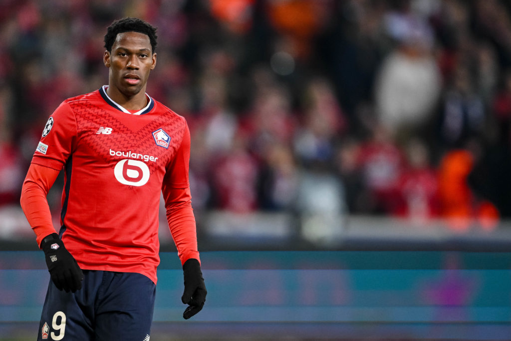 Jonathan David during a UEFA Champions League game between Lille and Borussia Dortmund.