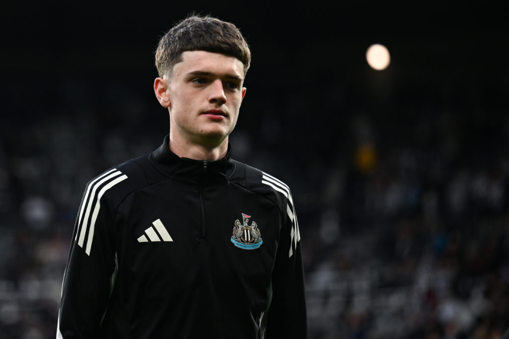 Newcastle United prospect Sean Neave looks on before Newcastle vs Brentford.