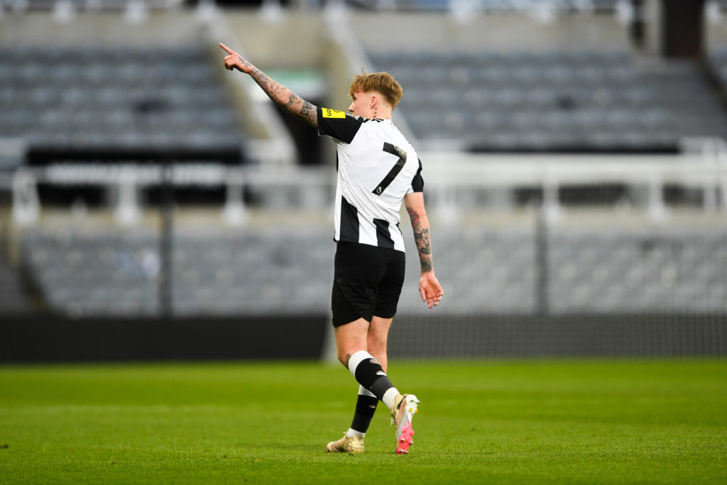 Alfie Harrison looks on during Newcastle United U21s vs Reading U21s