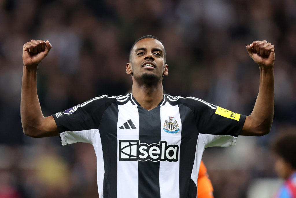 Alexander Isak celebrates after scoring in Newcastle United's Premier League game against Crystal Palace