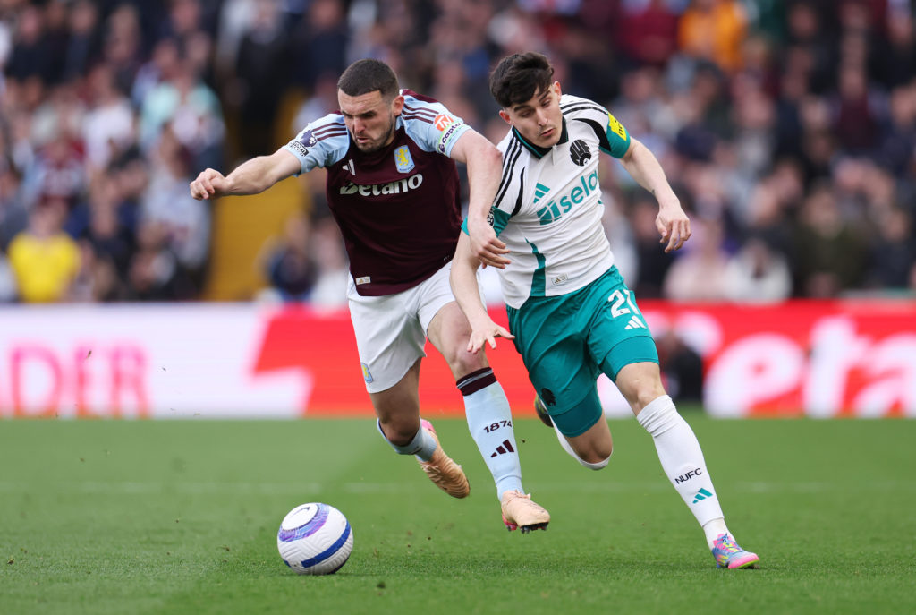 John McGinn playing for Aston Villa against Newcastle United.