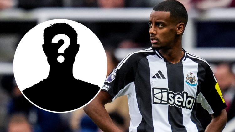 Image of Newcastle United forward Alexander Isak with an inset of a mystery player