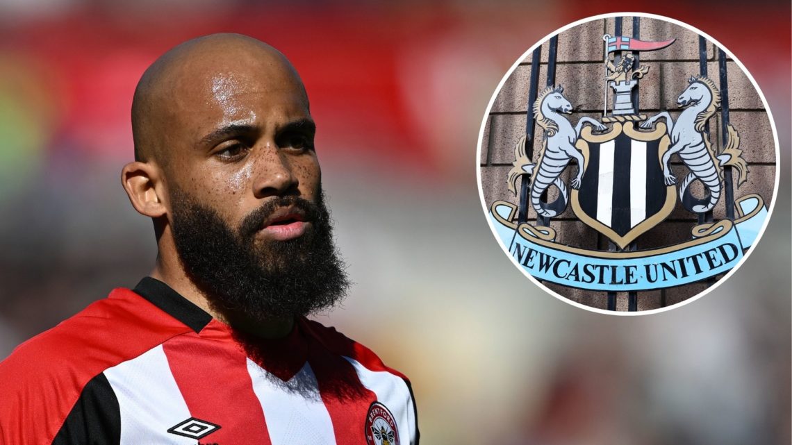 Bryan Mbeumo of Brentford looks on during the Premier League match between Brentford FC and Chelsea FC at Gtech Community Stadium. Inset, Detailed ...