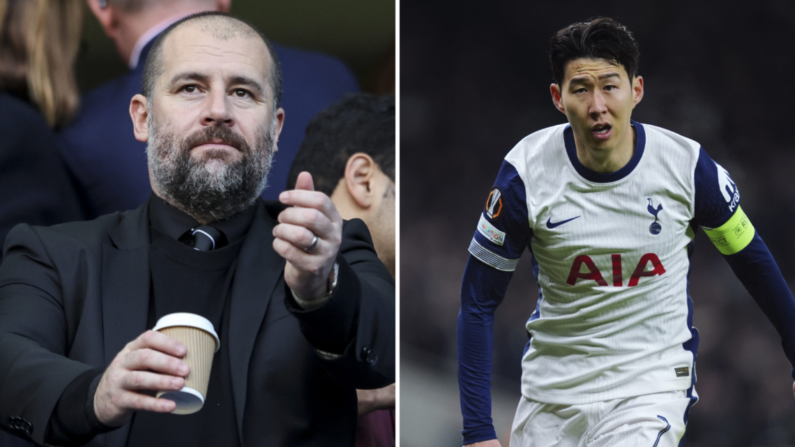 Split image of Newcastle United sporting director Paul Mitchell and Tottenham's Heung-Min Son.