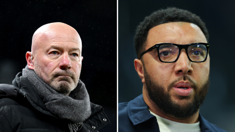 Amazon Prime pundit and former footballer, Alan Shearer looks on prior to the UEFA Champions League 2024/25 League Knockout Play-off first leg matc...