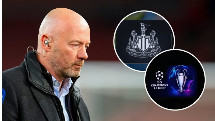Alan Shearer looks on prior to the UEFA Champions League 2024/25 League Phase MD3 match between Arsenal FC and FC Shakhtar Donetsk. Inset 1, the Ne...