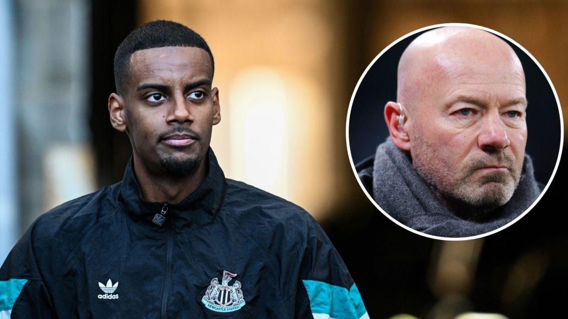 Alexander Isak of Newcastle United (14) arrives for the Premier League match between Newcastle United FC and Brentford FC. Inset, BBC Sport pundit ...