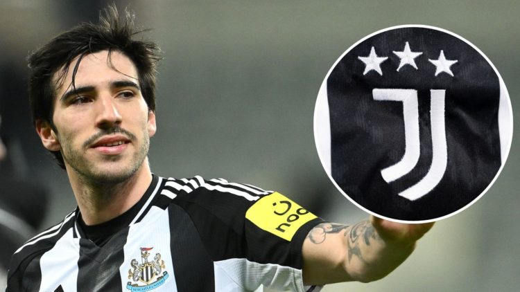 Sandro Tonali of Newcastle United waves to fans after the Premier League match between Newcastle United FC and Crystal Palace. Inset, a detailed vi...