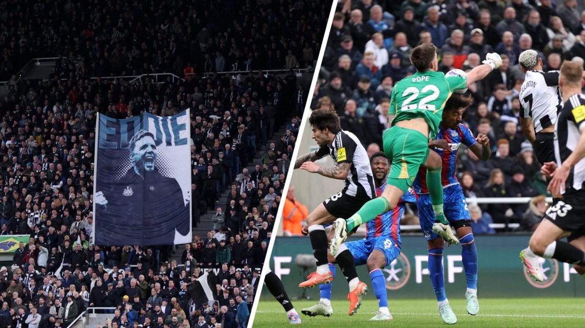 Split image of Newcastle United fans at St James' Park and goalkeeper Nick Pope