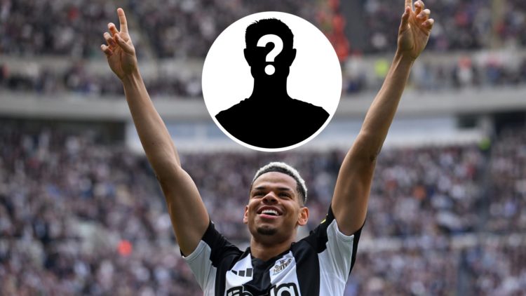 Will Osula celebrates his goal for Newcastle. Inset: Mystery figure.