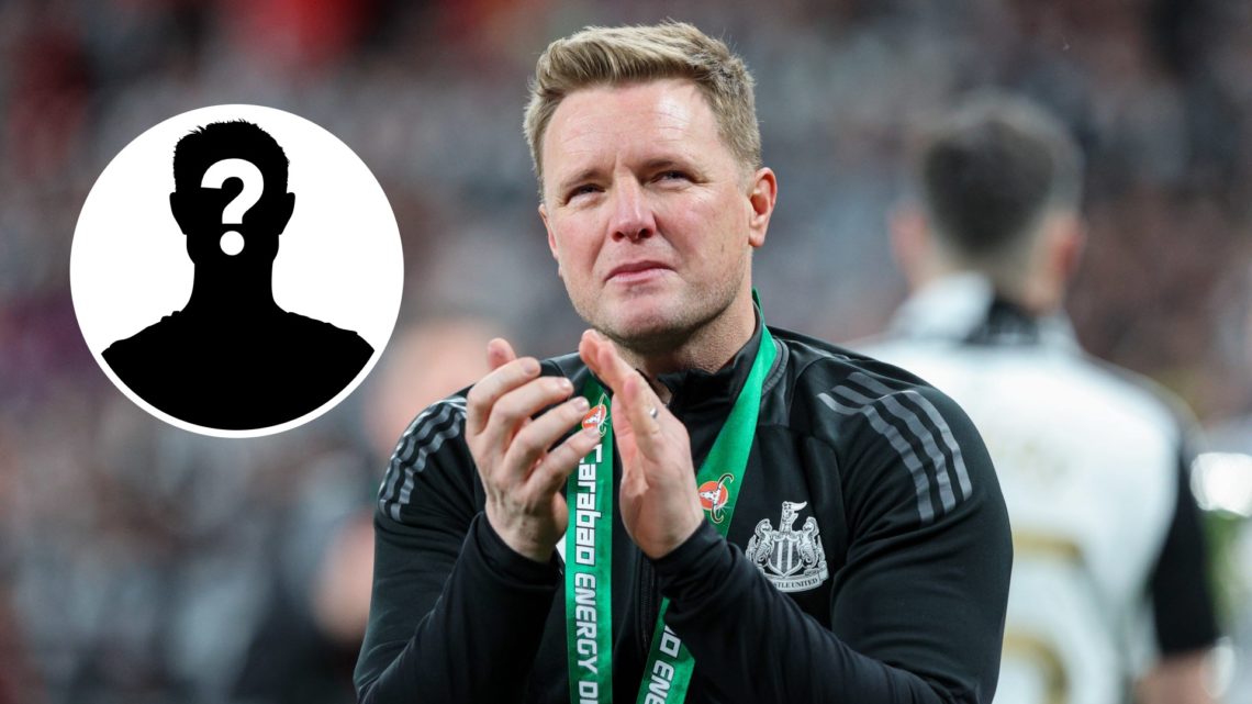 Eddie Howe applauds Newcastle fans after winning the Carabao Cup, mystery player.