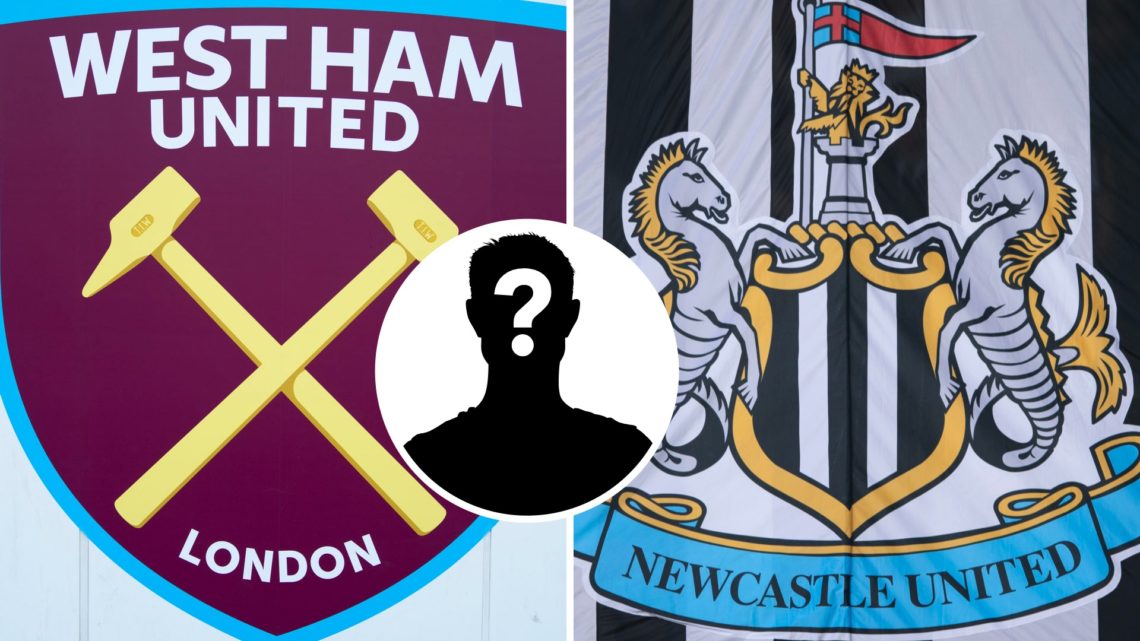 A split image showing the West Ham and Newcastle United club badges