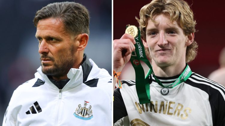 Jason Tindall taking charge of Newcastle against Crystal Palace, Anthony Gordon with his Carabao Cup medal
